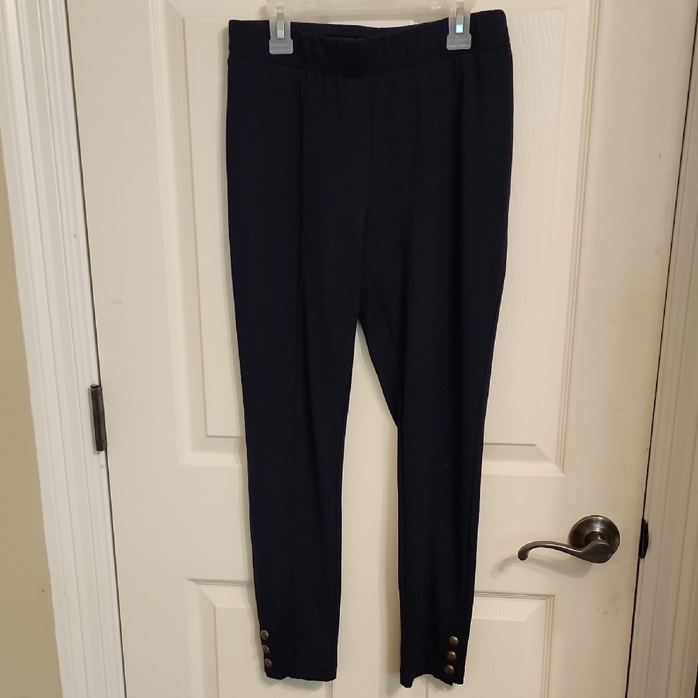 Talbots Black Leggings with Button Detail